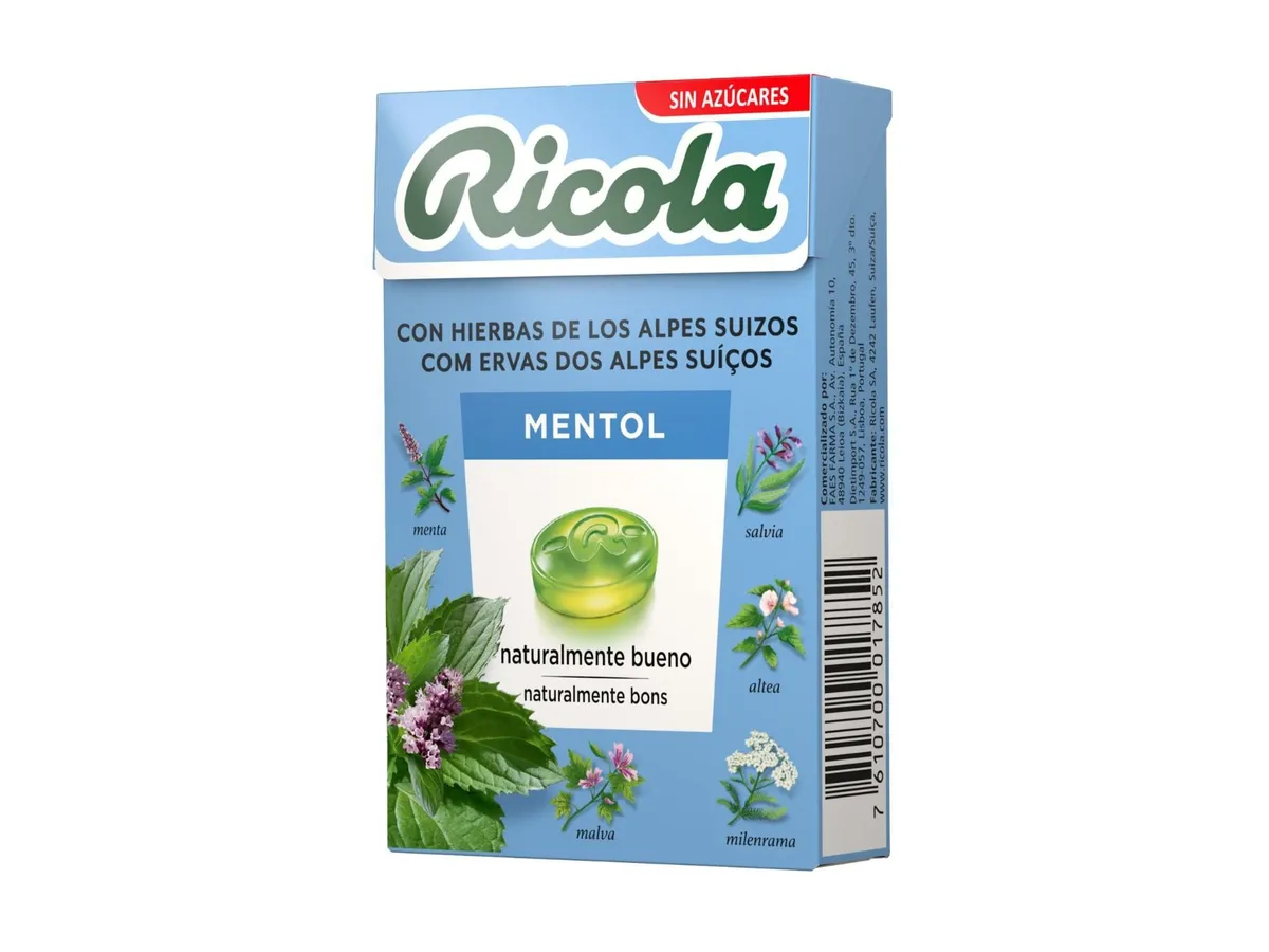 Rebuçado sem acucar Ricola mentol 50 g
