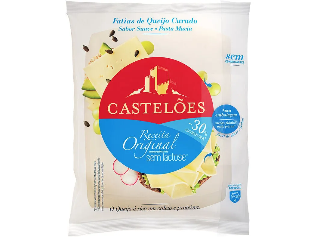 Queijo Castelões meio gordo sem lactose fatiado 150 g
