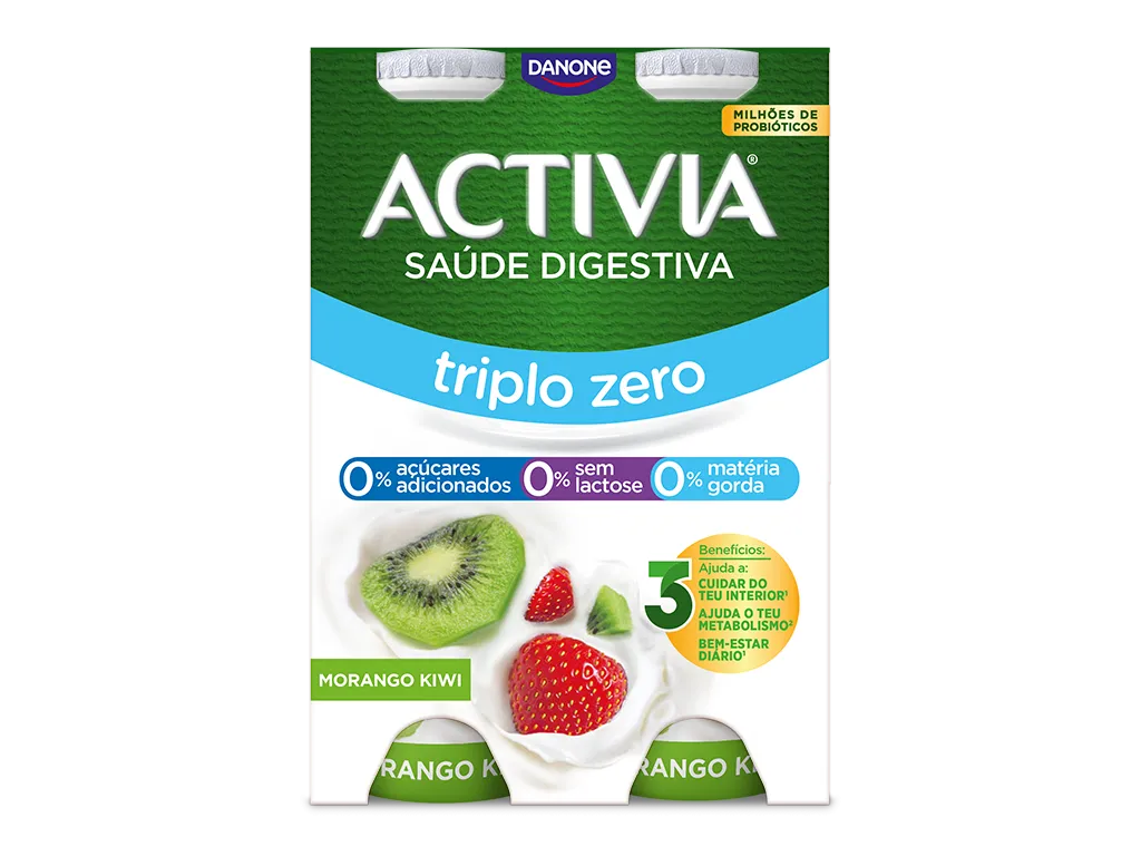 Iogurte Líquido Bífidus Triplo 0% Morango e Kiwi sem Lactose Pack 4