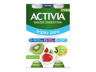 Iogurte Líquido Bífidus Triplo 0% Morango e Kiwi sem Lactose Pack 4 Activia Danone