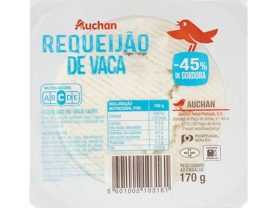 Requeijão de vaca Auchan light 170 g