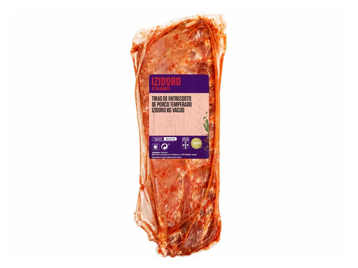 Tiras de entrecosto de porco temperado kg