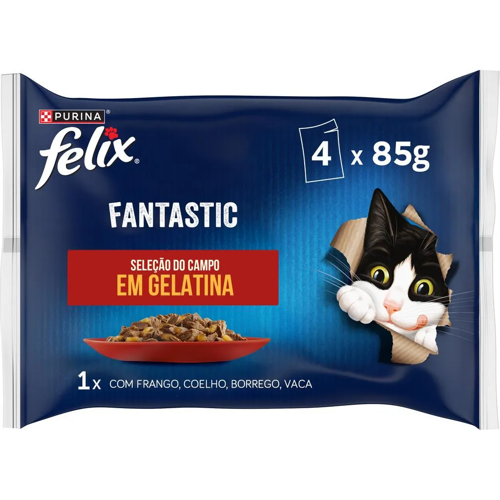 Comida Húmida para Gato Fantastic Saborosa Seleção em Gelatina, emb. 4 x 85 gr
