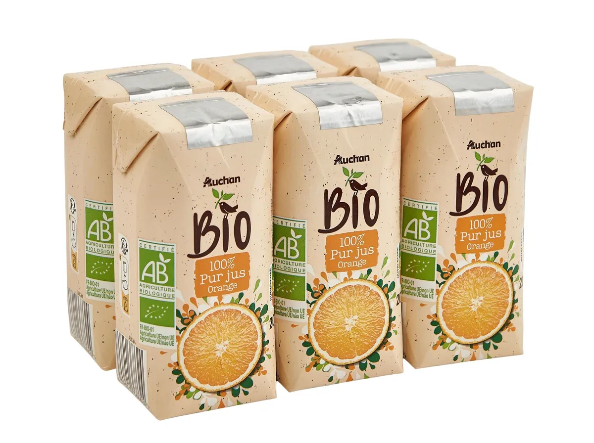Sumo Auchan BIO laranja 6 x 20 cl