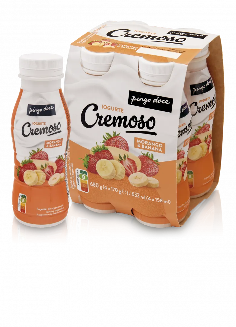 Iogurte Líquido Cremoso Morango e Banana Pack 4