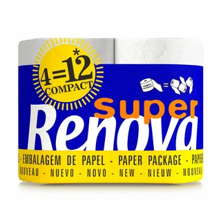 Papel Higiénico Super Compact 2 Folhas 4=12 Rolos Renova