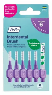 Escova interdental TePe roxa 1,1 mm, embalagem com 6 unidades