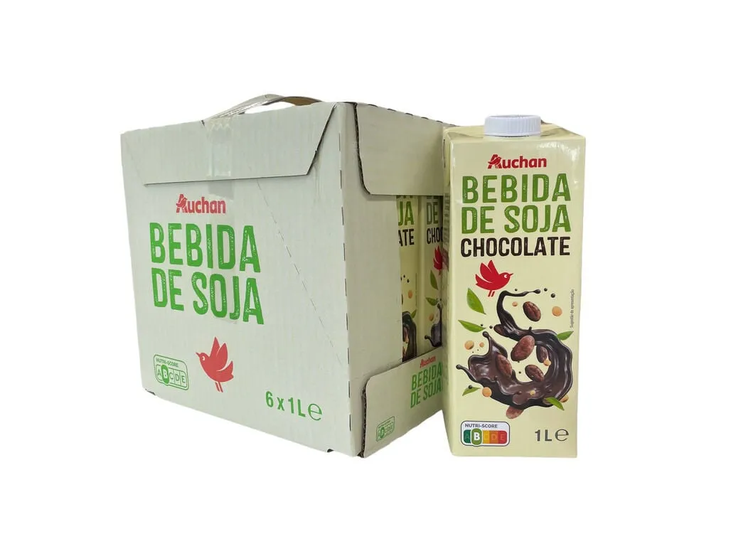Bebida soja Auchan chocolate 6 x 1 L