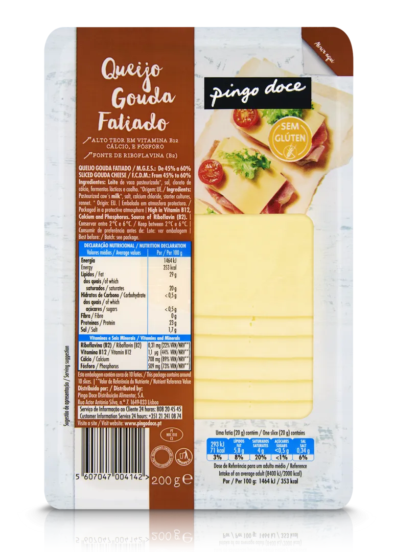Queijo Gouda Fatiado