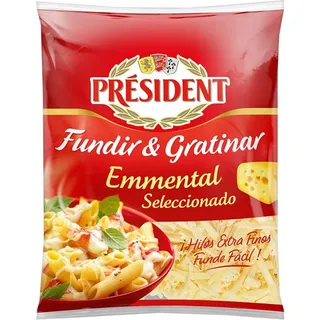 Queijo emental, ralado, embalagem de 90g President