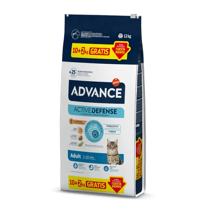 Advance Active Defense Adult Frango e Arroz Ração para gatos