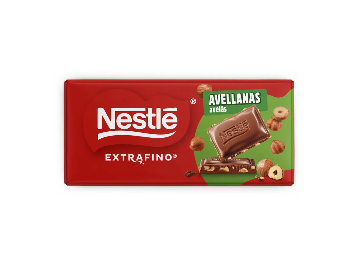Tablete Nestlé extrafino chocolate de leite e avelãs 123 g