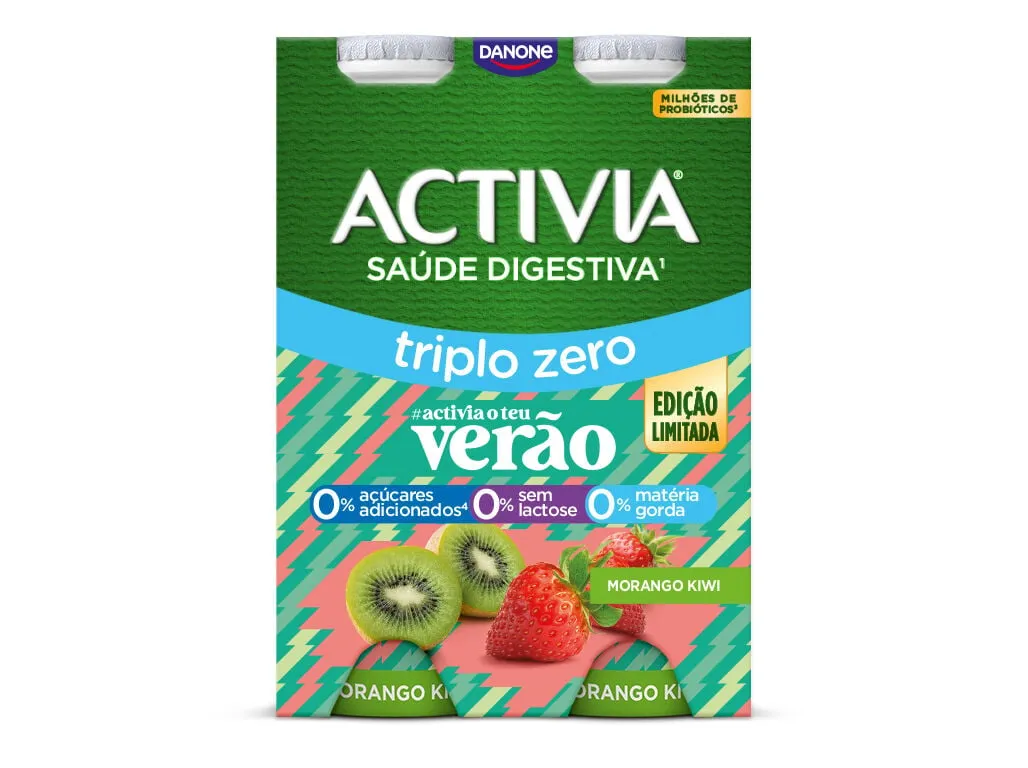 Bifidus danone Activia líquido morango e kiwi 0% 4 x 155 g