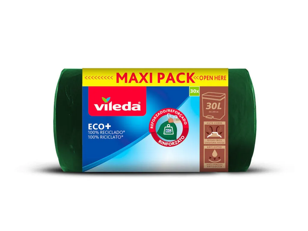 Sacos lixo Vileda 100% reciclado 30 L 30un