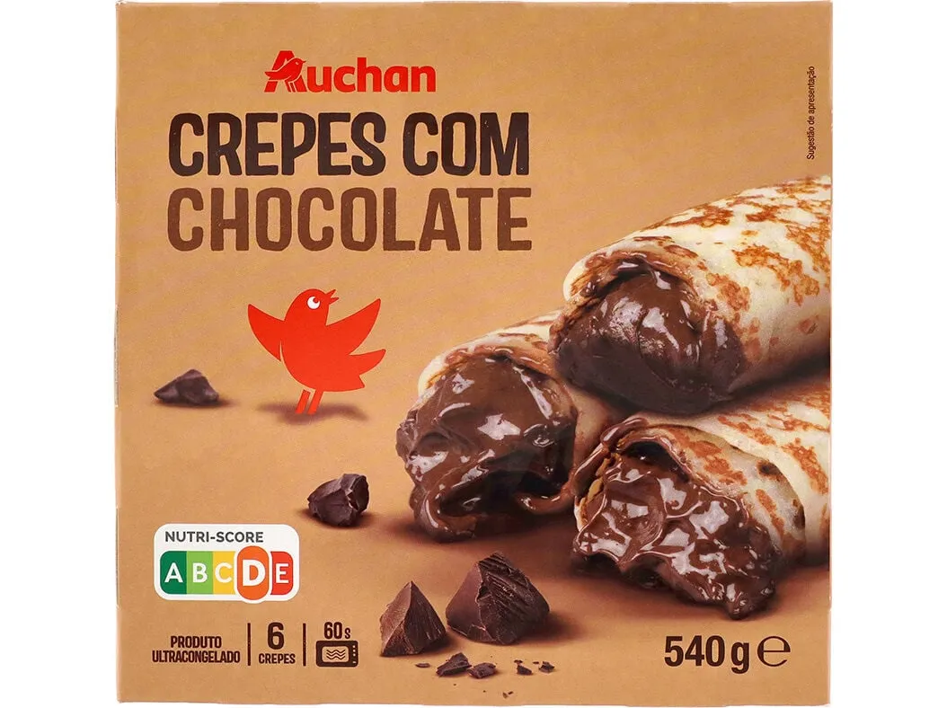 Crepes Auchan com chocolate belga 6un 540 g