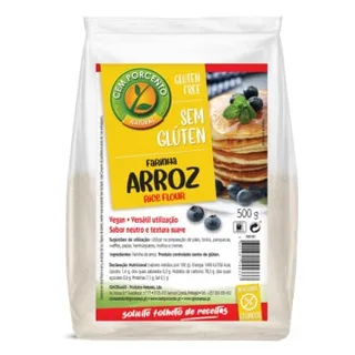 Farinha de Arroz sem Glúten embalagem 500 g - Cem Porcento