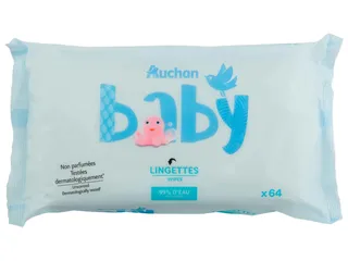 Toalhitas Auchan BABY com 99% de água 64un