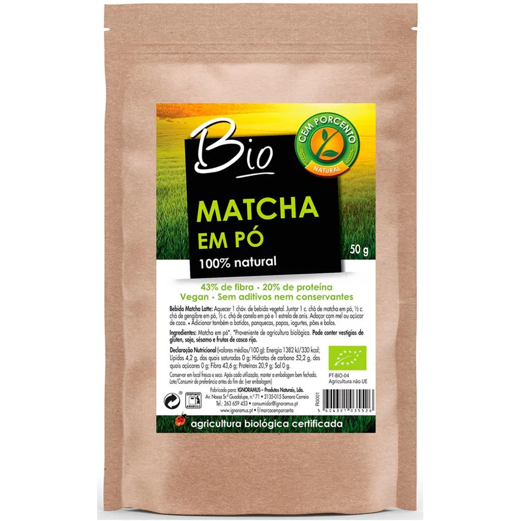 Matcha em pó bio, embalagem de 50g