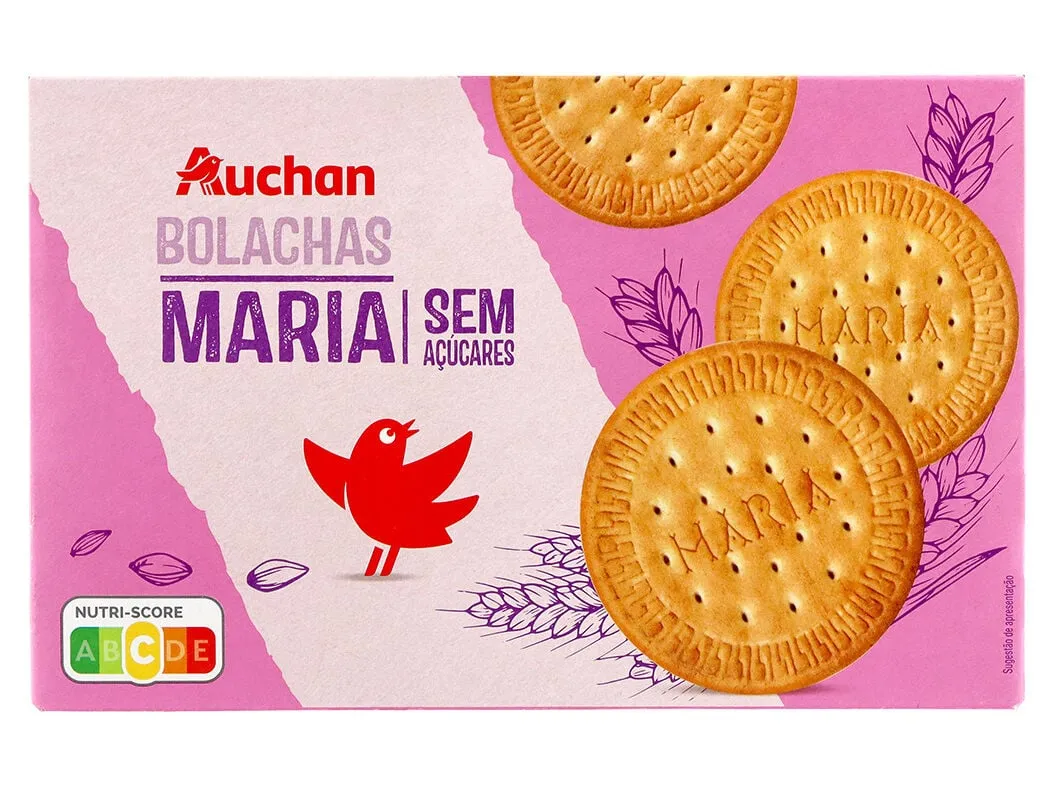 Bolacha Auchan maria sem açúcar 2 x 200 g 400 g