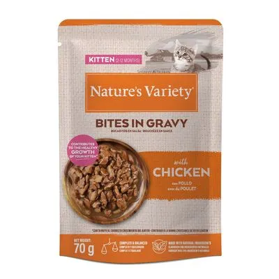 Nature's Variety Kitten Bites em molho 28 x 70 g Frango