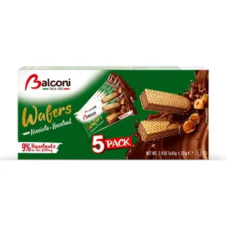 Bolachas Wafers com Cacau e Avelã Pack 5 Balconi