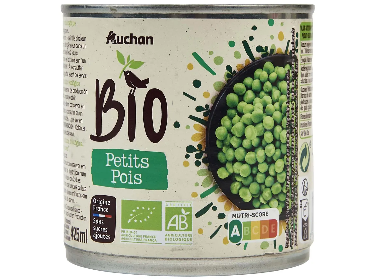 Ervilhas Auchan BIO lata 400(280)g