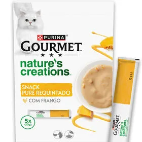 Snack para Gato Adulto Puré Frango Purina Gourmet Nature
