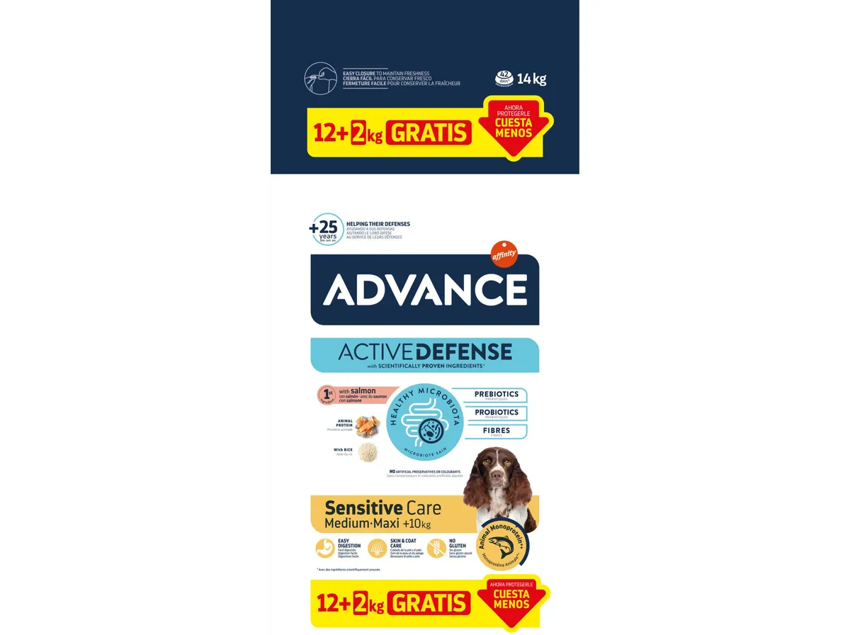 Ração para cão Advance sensitive salmão 12+2 kg