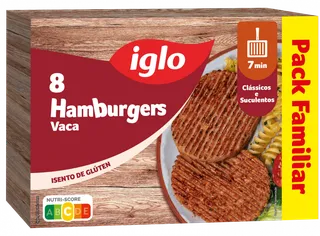 Hambúrgueres de Vaca sem Glúten Congelados Capitão Iglo