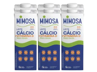Leite Mimosa UHT meio gordo bem especial cálcio 6 x 1 L