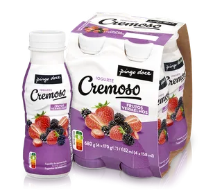 Iogurte Líquido Cremoso Frutos Vermelhos Pack 4 Pingo Doce