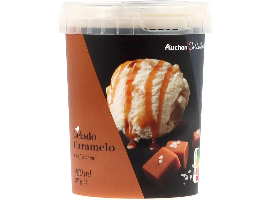 Gelado Auchan Collection caramelo com flor de sal 450 ml