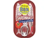 Sardinha inteira BOM Petisco em tomate picante 120(78)g