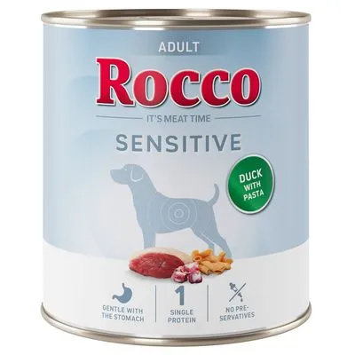 Rocco Sensitive 24 x 800 g - Pack económico Nova receita: Pato e massa - 24 x 800 g