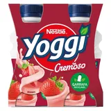 Iogurte líquido yoggi cremoso morango, embalagem de 4 x 160g