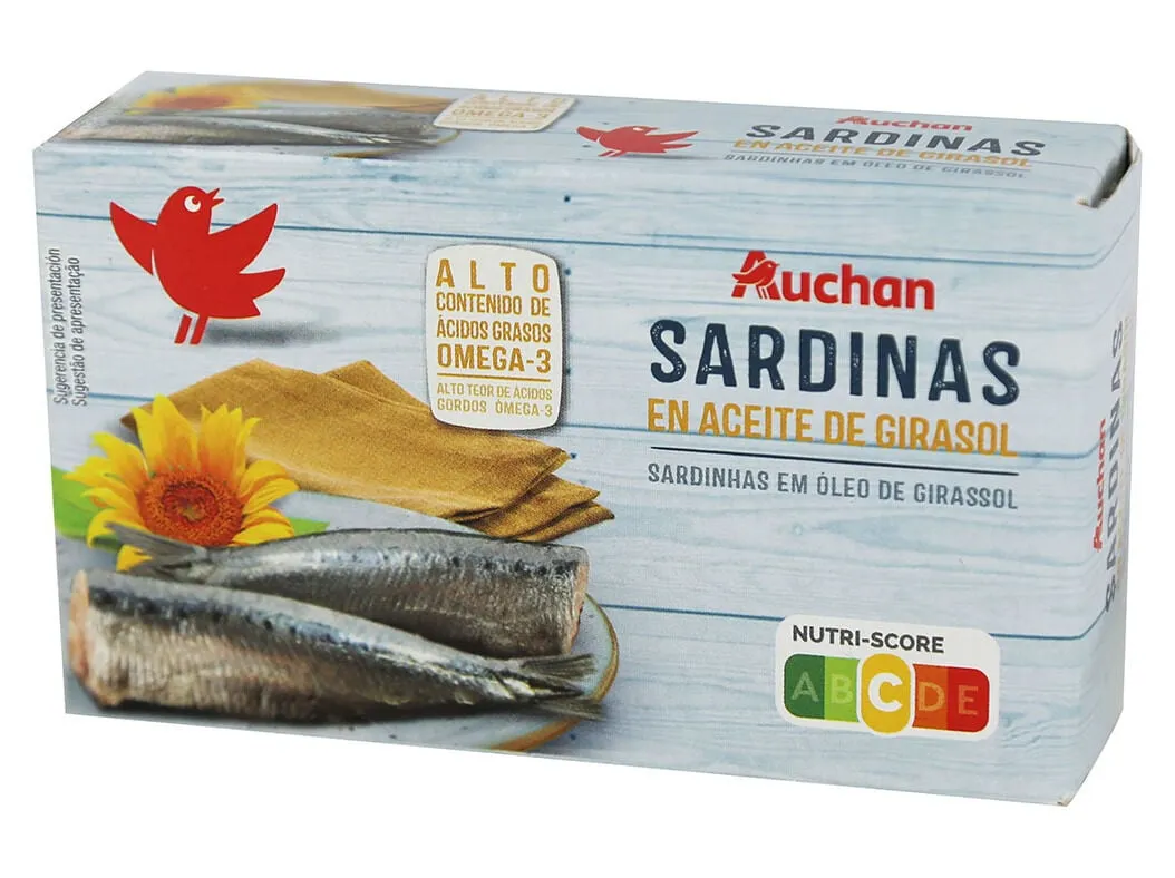 Sardinhas Auchan em óleo de girassol 120(84)g