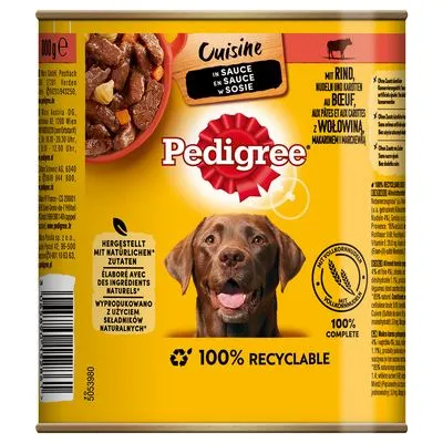 Pedigree Classic 12 x 800 g Carne de vaca e cenouras em molho