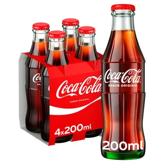 Refrigerante original, pack garrafa vidro 4 x 200 ml Coca-Cola