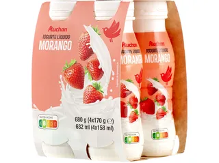 Iogurte Auchan líquido morango 4 x 170 g