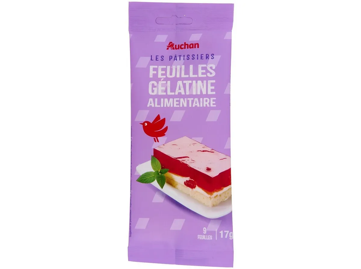 Gelatina Auchan em folhas 9un 17 g