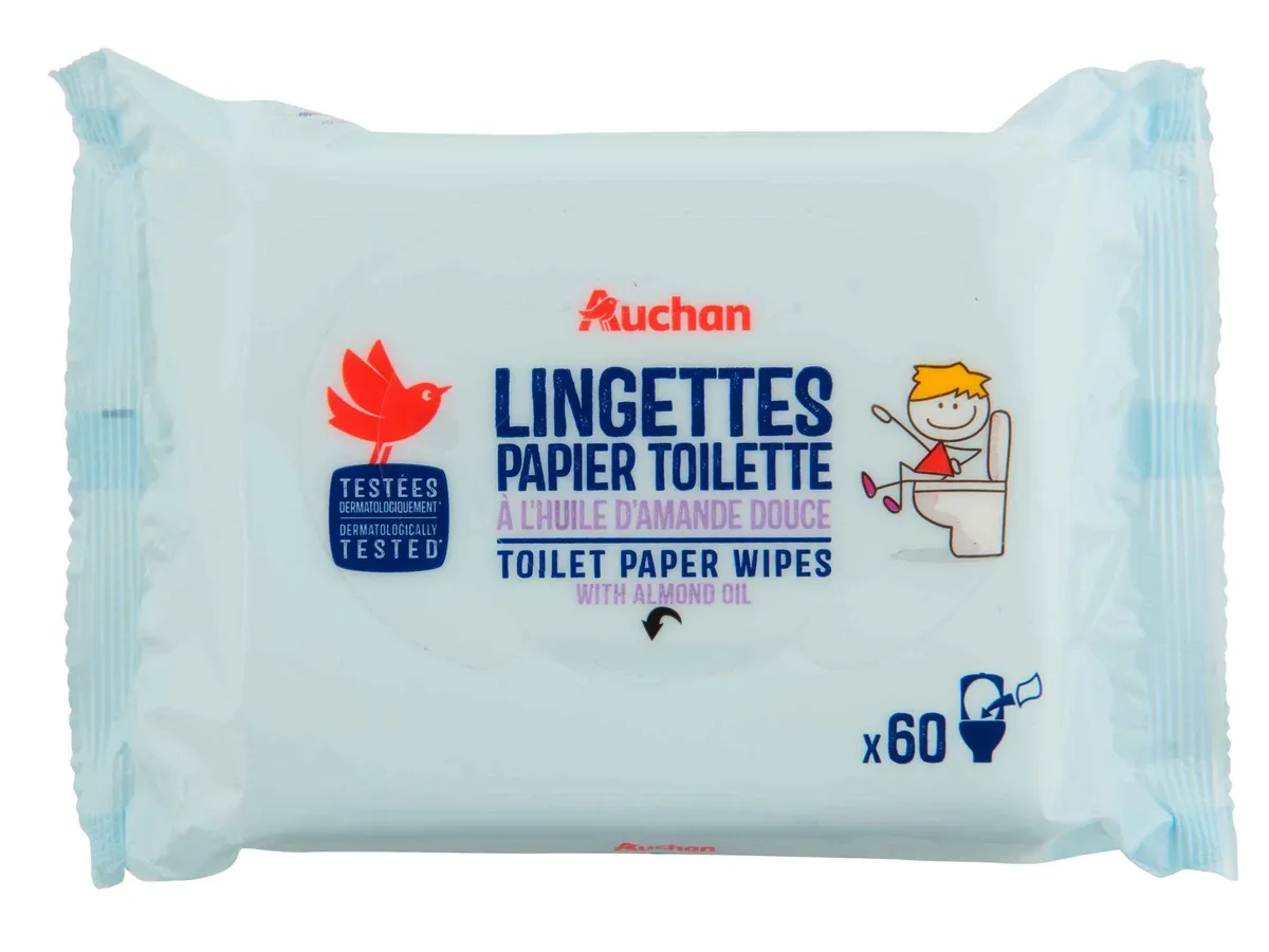 Papel higiénico Auchan kids húmido 60un