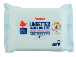 Papel higiénico Auchan kids húmido 60un