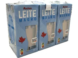 Leite UHT Auchan magro 6 x 1 L