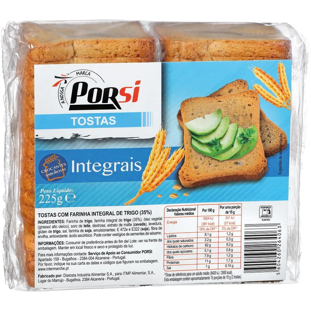 Tostas Integrais de Trigo 225g