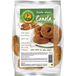 Biscoitos Integrais de Canela embalagem 200 g - Cem Porcento