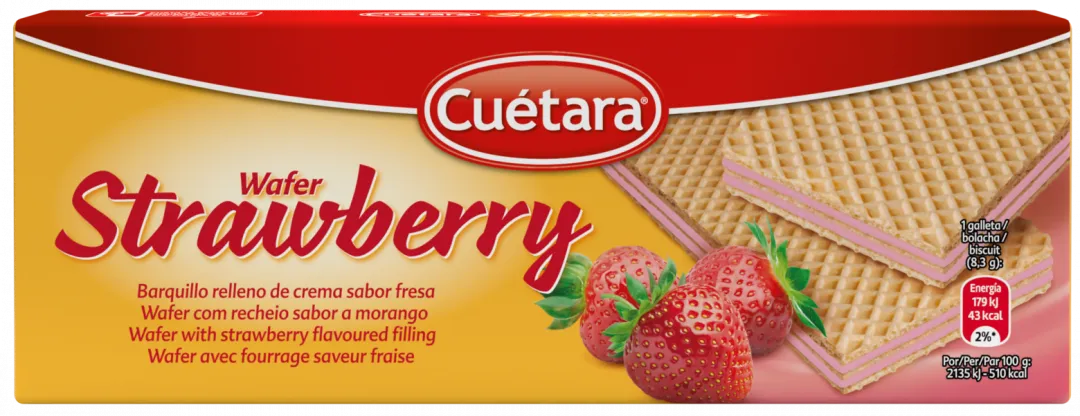 Bolachas Wafers com Recheio de Morango