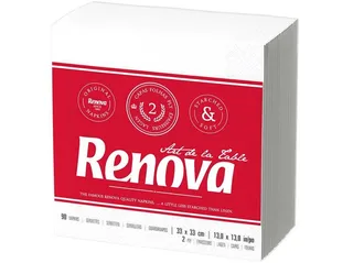 Guardanapos folha dupla tipo a Renova branco 33 x 33cm 90 unidades