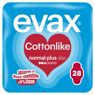 Pensos Higiénicos Cottonlike Normal Plus com Abas Evax