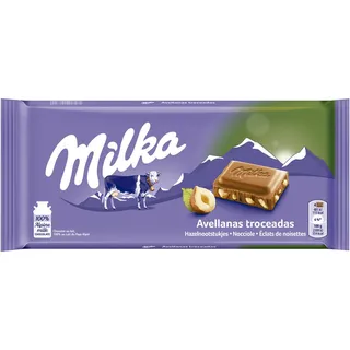 Tablete de chocolate pedaços de avelãs, embalagem de 100g Milka