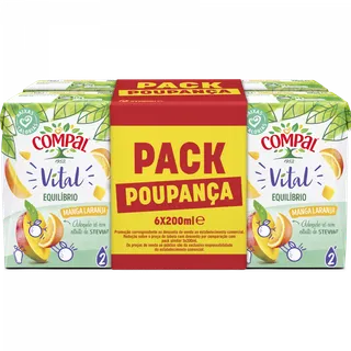 Néctar de Manga Laranja Pack 6 Compal Vital Equilíbrio